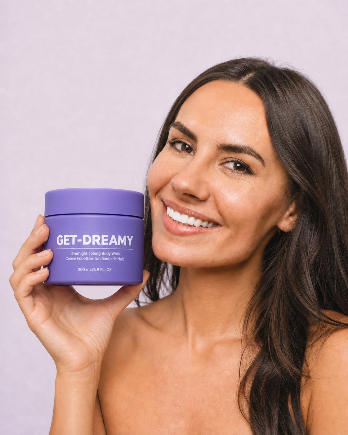Woman holding Misscare Get Dreamy overnight body creme